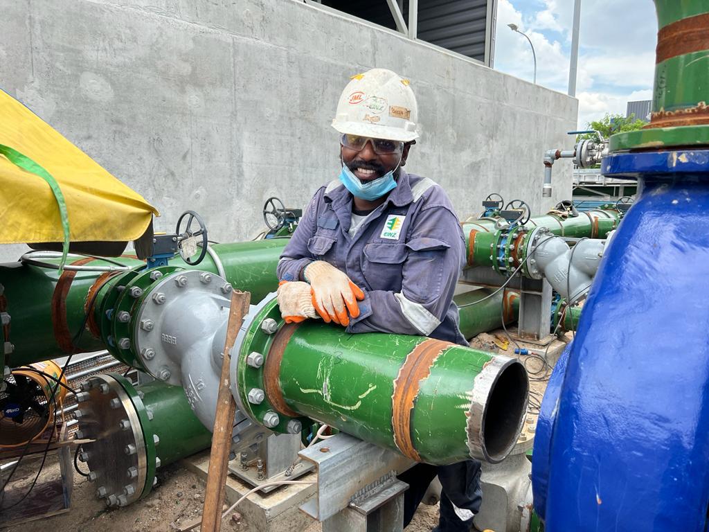 EINZ certified welder with newly fabricated pipe spool