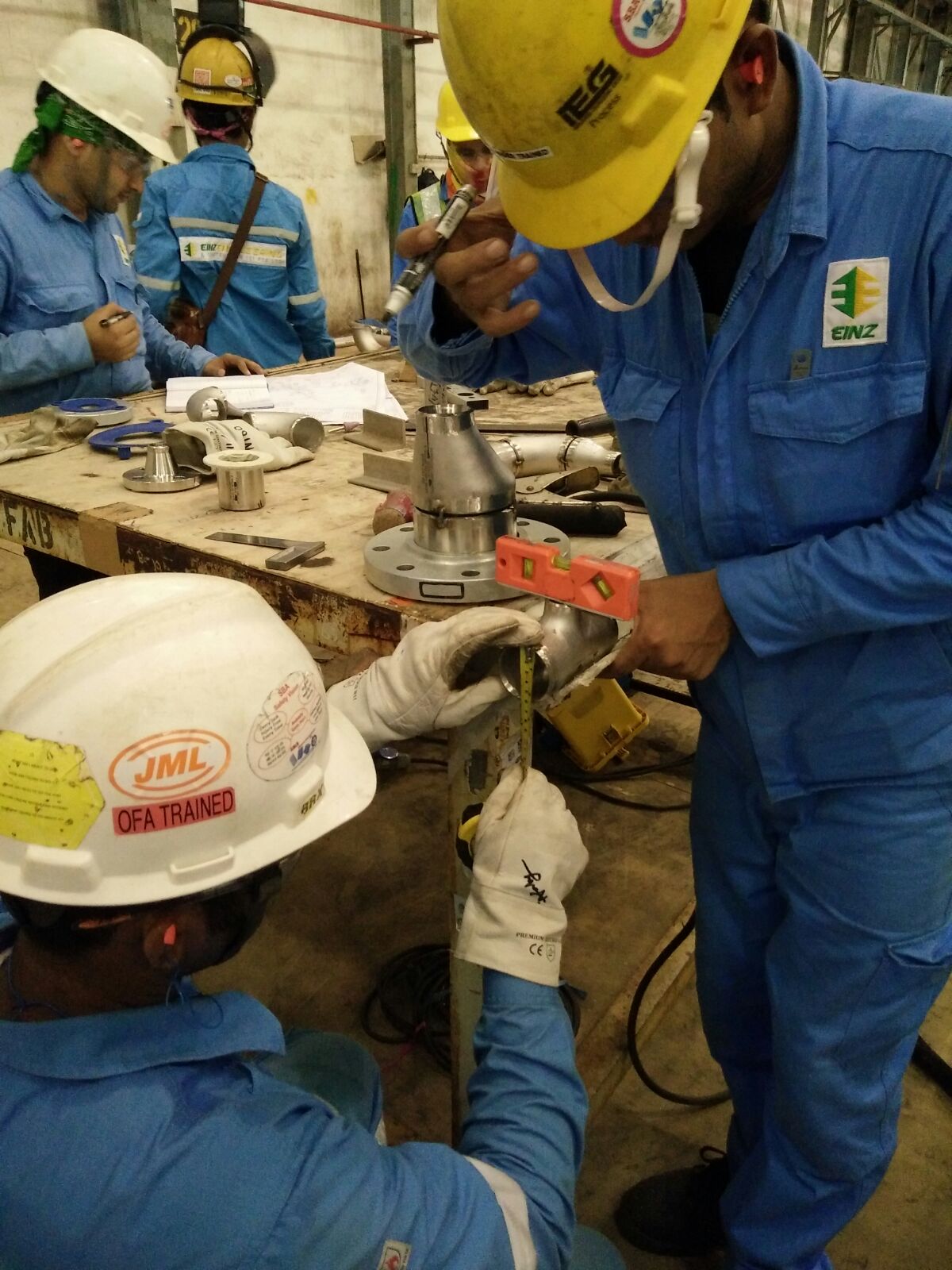 Precision pipe spool fabrication and quality inspection in workshop